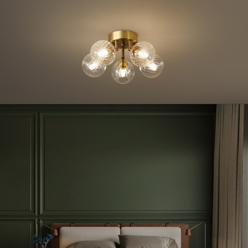 Valentina Ceiling Light Clear Bubble, Pure Copper & Glass 3/4/5/6 Head