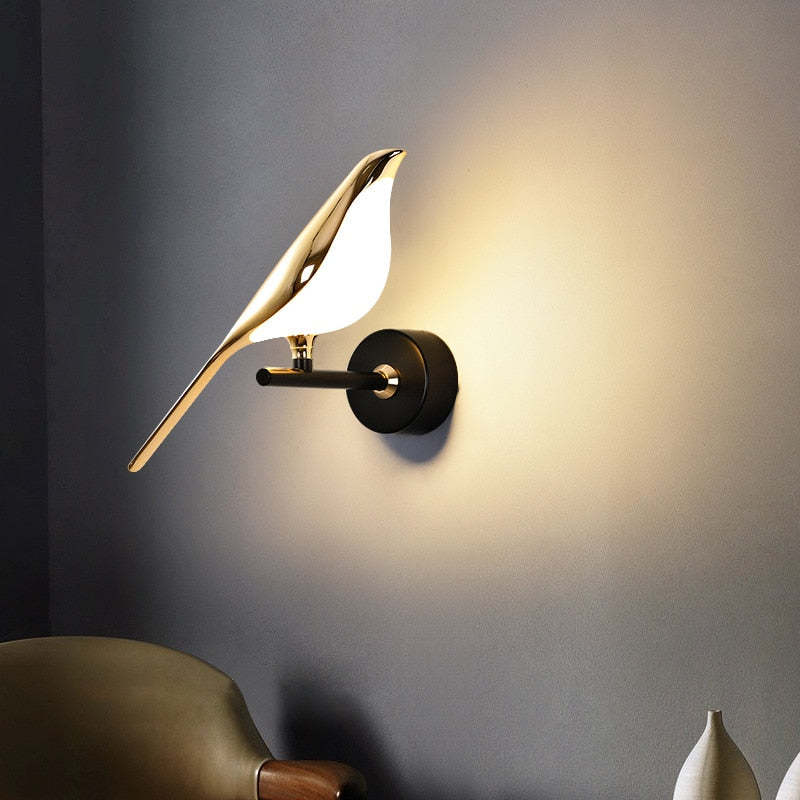Nordic Art Magpie Bird Bedside Led Wall Lamp Wall Scone For Bedroom