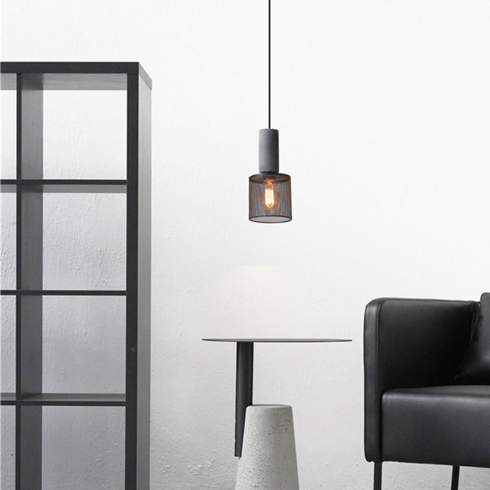 Zaid Industrial Pendant Light, 6 Style, Cement & Metal