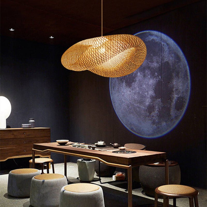 Muto Luminaires suspension de bohème en rotin et bambou pour salon