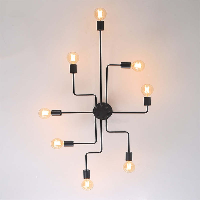 Alessio Retro Black Flush Ceiling Light, 4/6/8 Heads