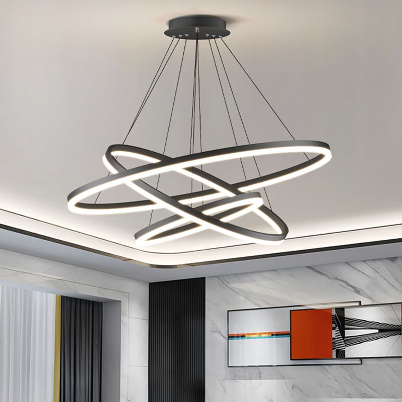 Arisha 3-Rings Black Pendant Light, 3 Style