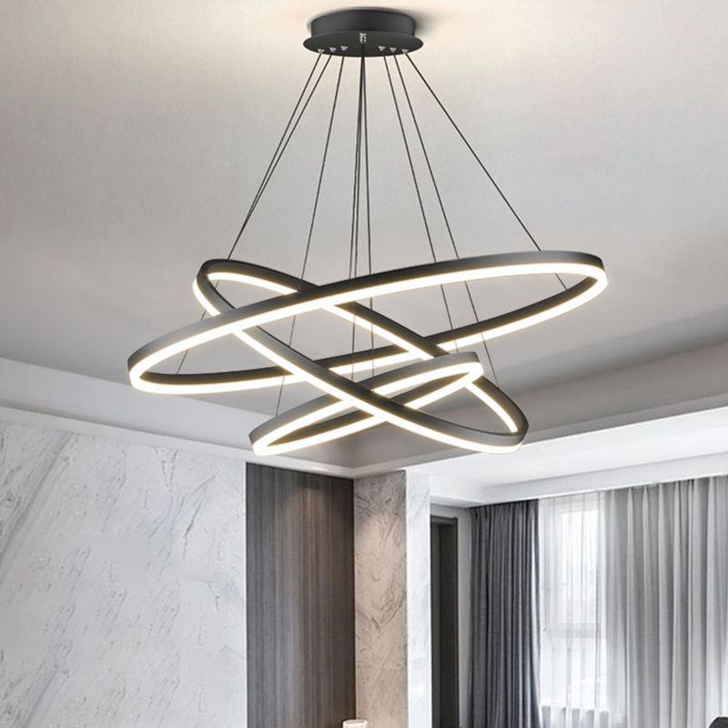 Arisha 3-Rings Black Pendant Light, 3 Style