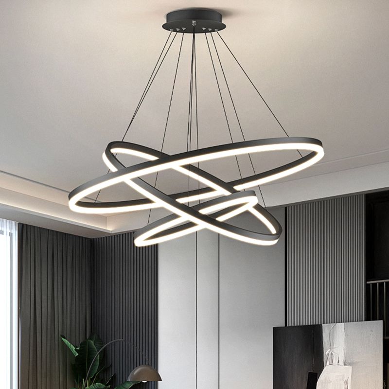 Arisha 3-Rings Black Pendant Light, 3 Style