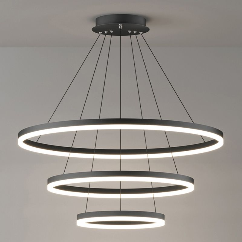 Arisha 3-Rings Black Pendant Light, 3 Style