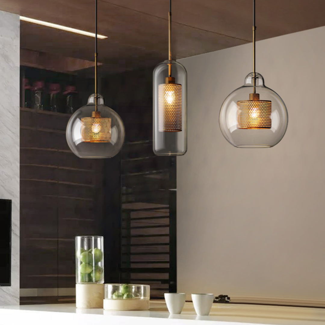 Oneal Pendant Light, Metal & Glass