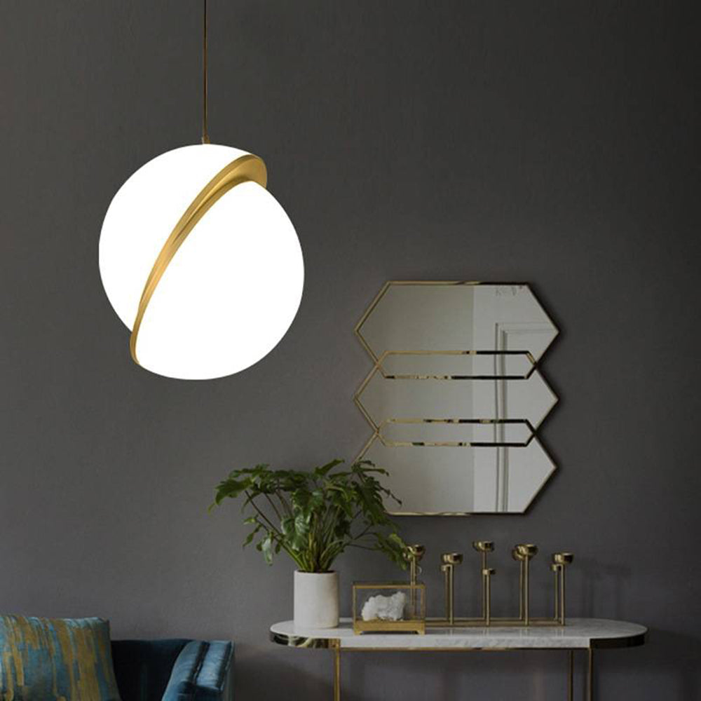 Valentina Simple Pendant Light, Gold & White