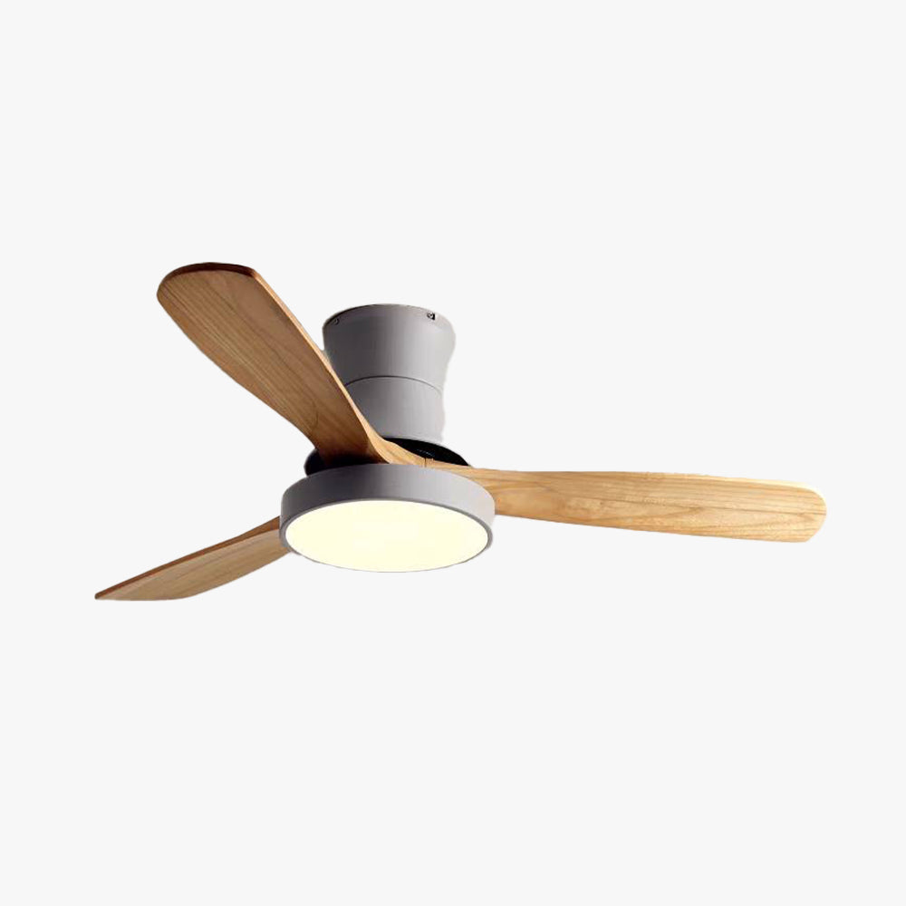 Walters 3-Blade White & Gray Ceiling Fan with Light, Metal & Wood, DIA132CM