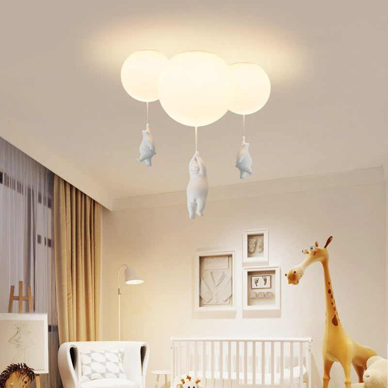 Fateh Bear Balloons Flush Mount Ceiling Light for Children's Room, Bedroom