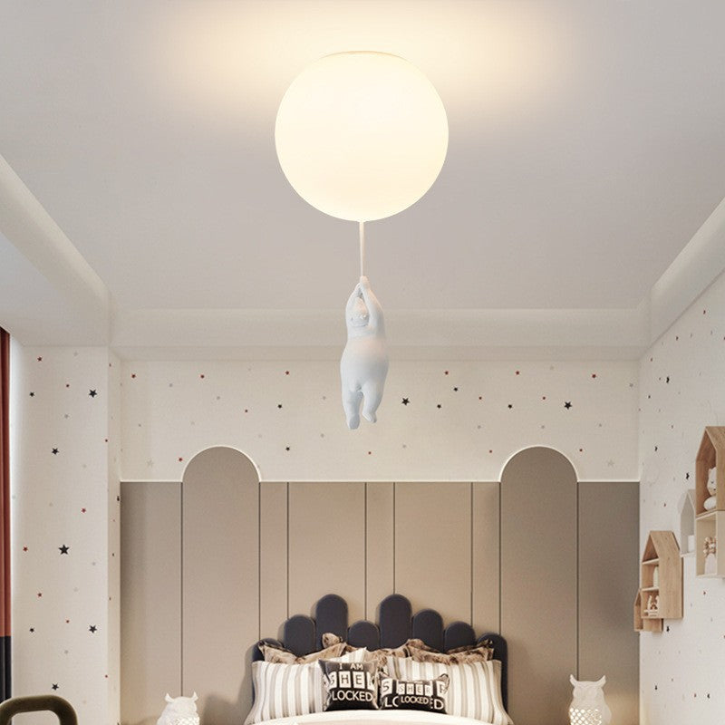 Fateh Bear Balloons Flush Mount Ceiling Light for Children's Room, Bedroom