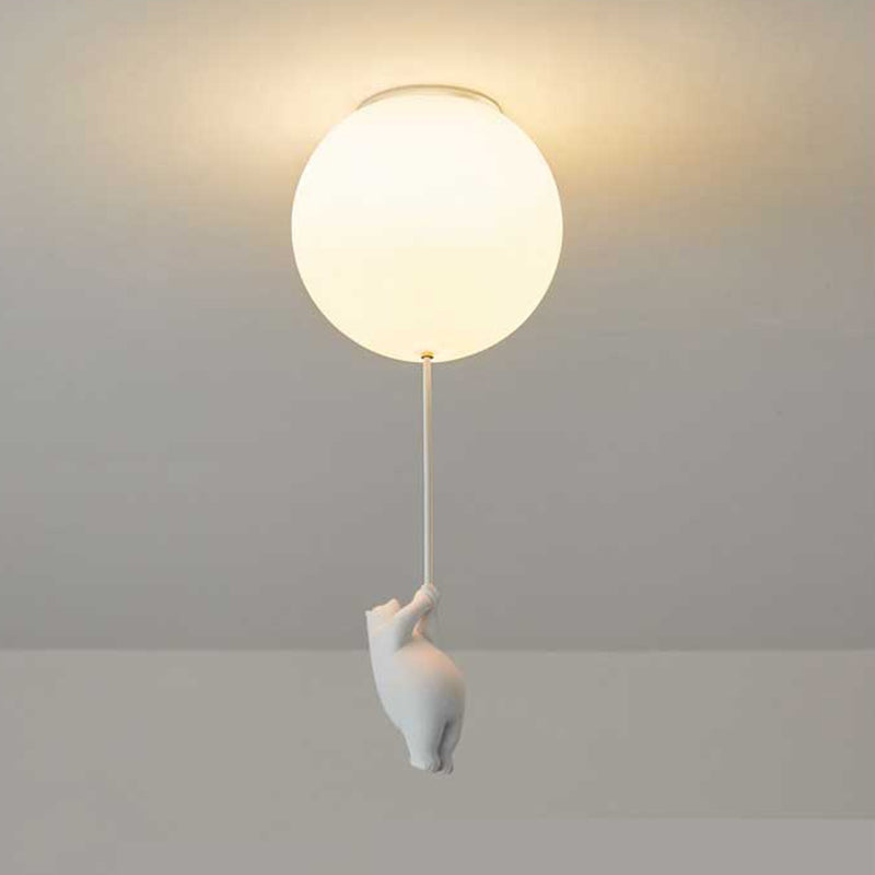 Fateh Bear Balloons Flush Mount Ceiling Light for Children's Room, Bedroom
