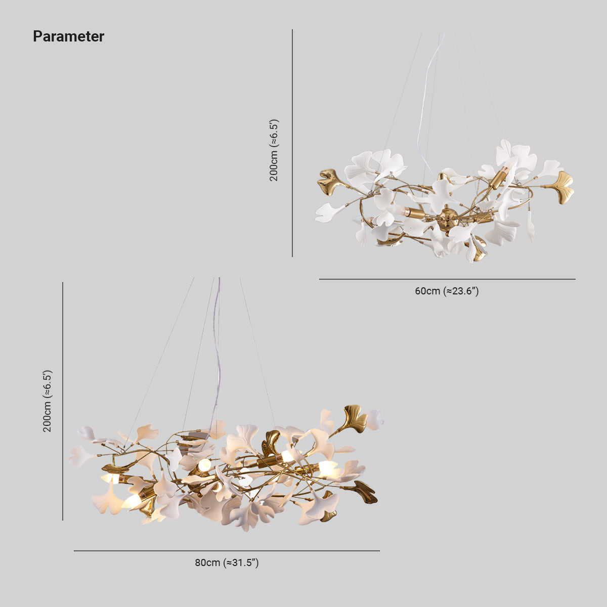 Olivia Chandelier Artistic Design, Metal & Ceramic 60/80cm