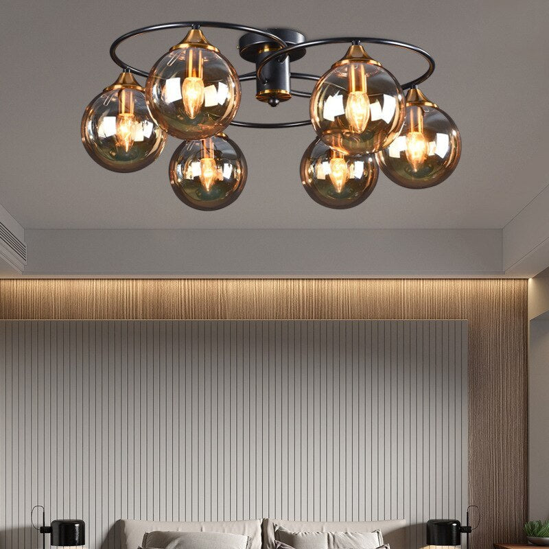 Smoky Gray Amber Chandelier Foyer Pendant Lighting Fixtures