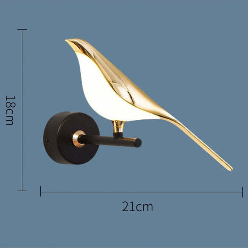 Nordic Art Magpie Bird Bedside Led Wall Lamp Wall Scone For Bedroom