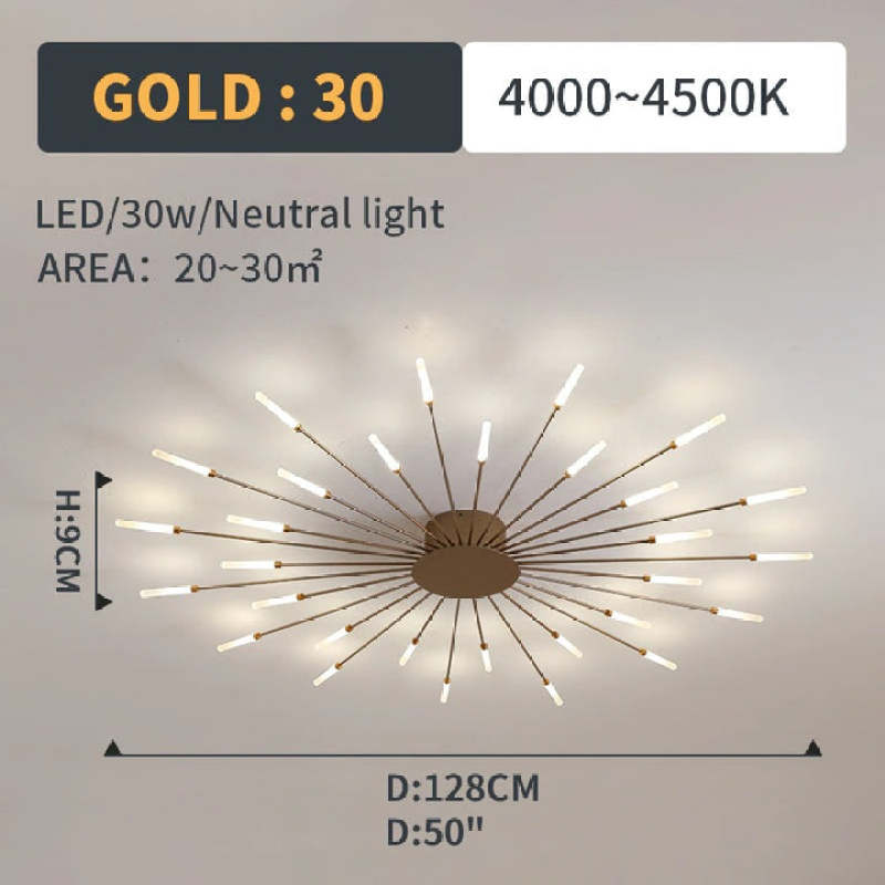 Feuerwerks-LED-Deckenleuchte im Industriestil für Wohnzimmer, Schlafzimmer
