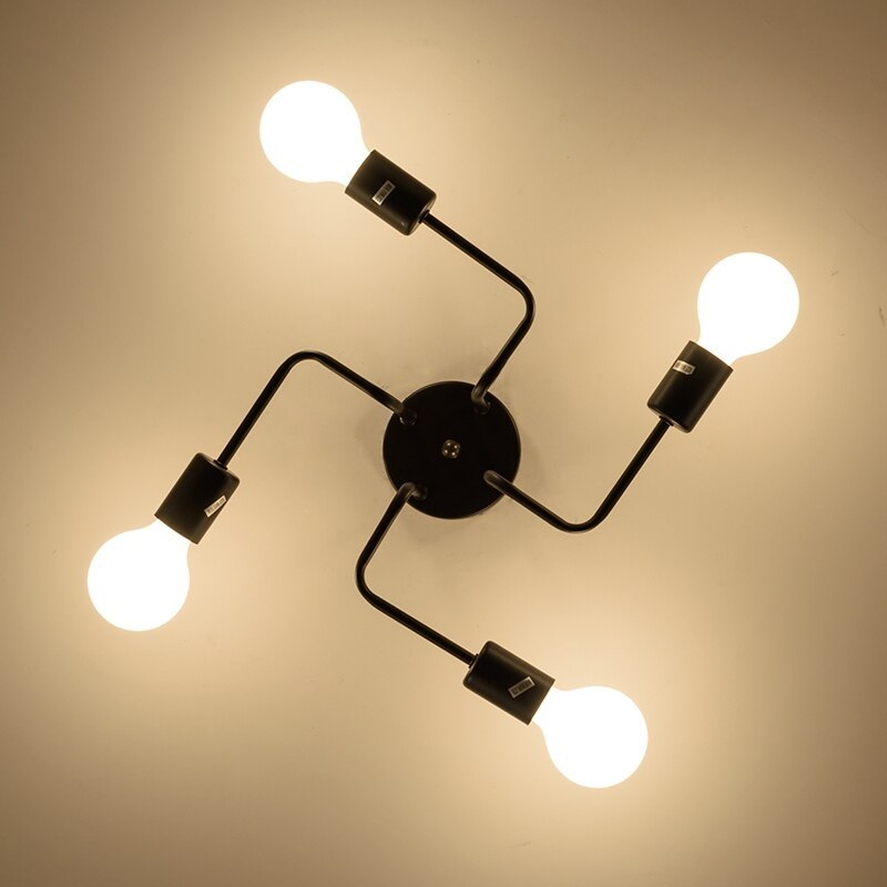 Alessio Retro Black Flush Ceiling Light, 4/6/8 Heads