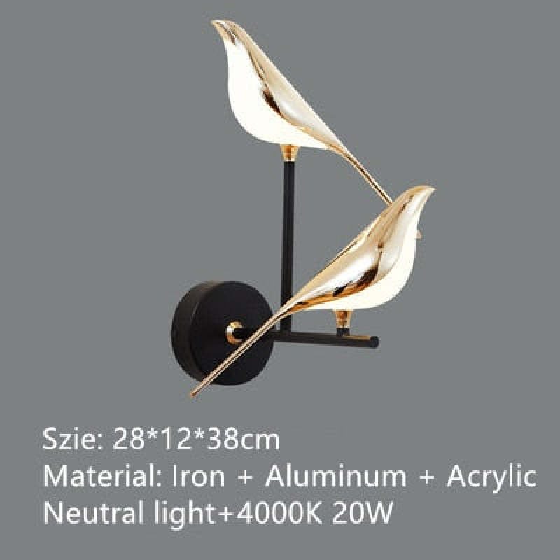 Nordic Art Magpie Bird Bedside Led Wall Lamp Wall Scone For Bedroom