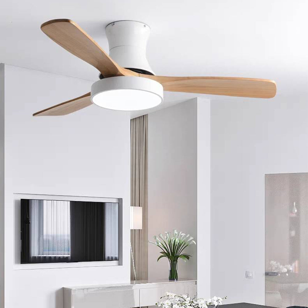Walters 3-Blade White & Gray Ceiling Fan with Light, Metal & Wood, DIA132CM