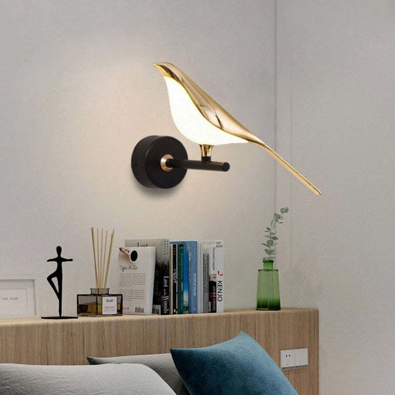 Nordic Art Magpie Bird Bedside Led Wall Lamp Wall Scone For Bedroom