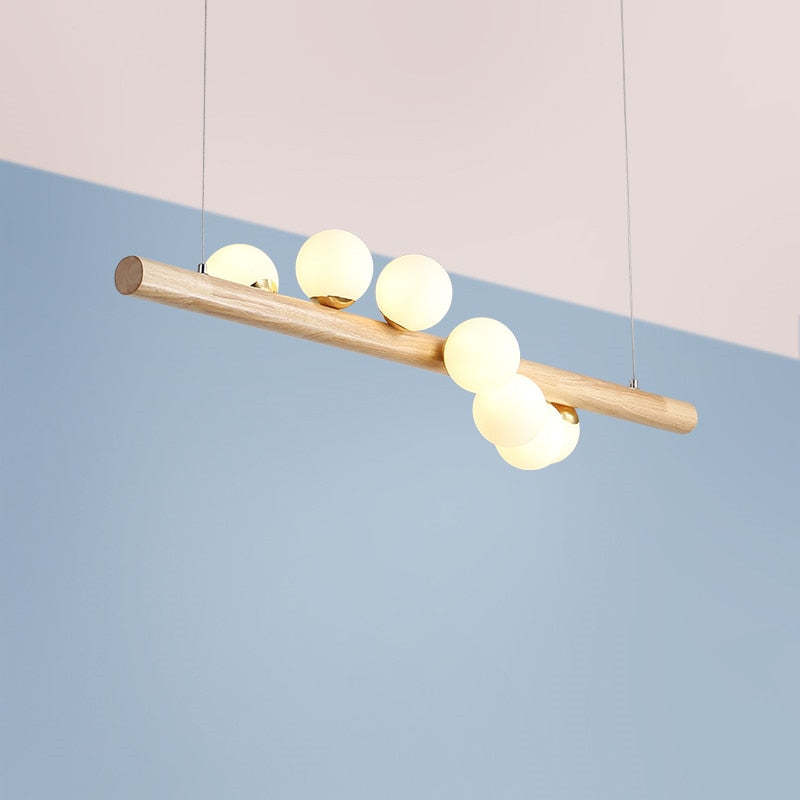 Valentina Pendant Light Bubble, Wood & Glass