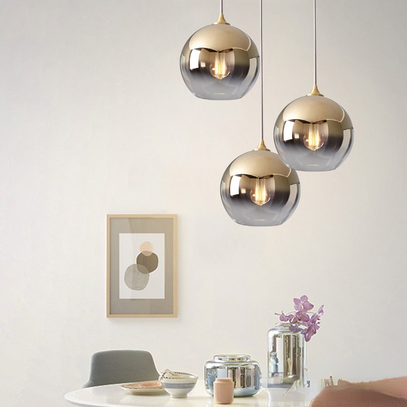 Modern LED Pendant Lights Glass Ball Hanging Lamp For Dining Room, Bedroom