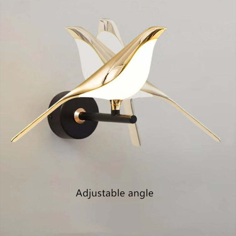 Nordic Art Magpie Bird Bedside Led Wall Lamp Wall Scone For Bedroom