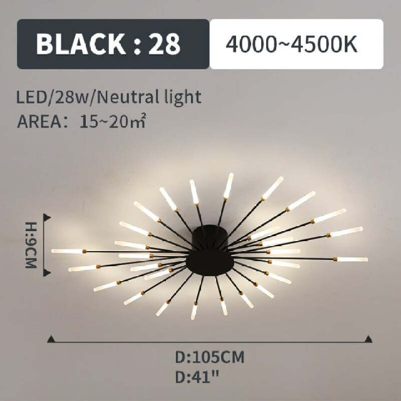 Feuerwerks-LED-Deckenleuchte im Industriestil für Wohnzimmer, Schlafzimmer