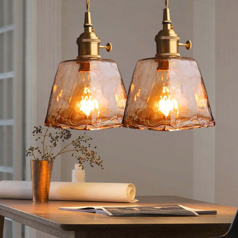 Nordic Modern Brass Glass Pendant Lights For Dining Room