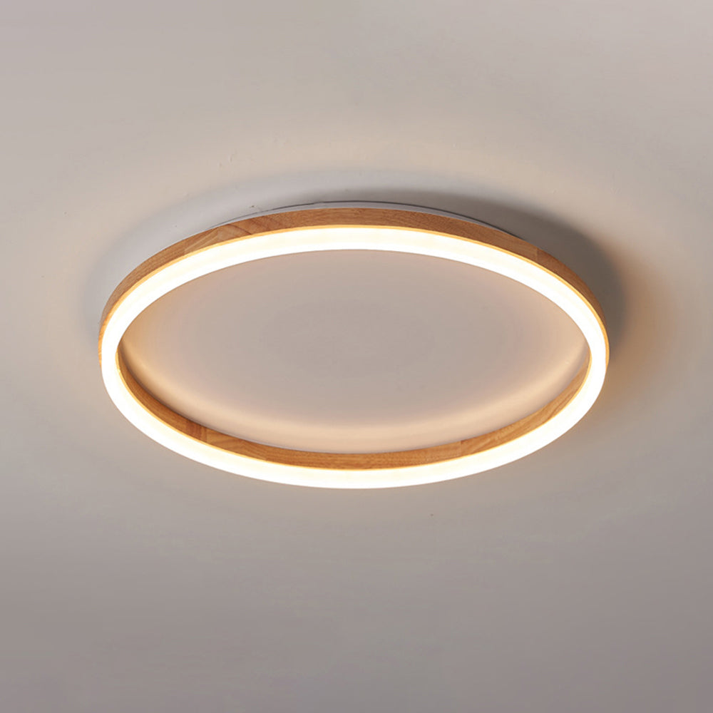 Ozawa Flush Mount Ceiling Light Outer Halo Dimmable, Wood & Acrylic Dia 40/50cm