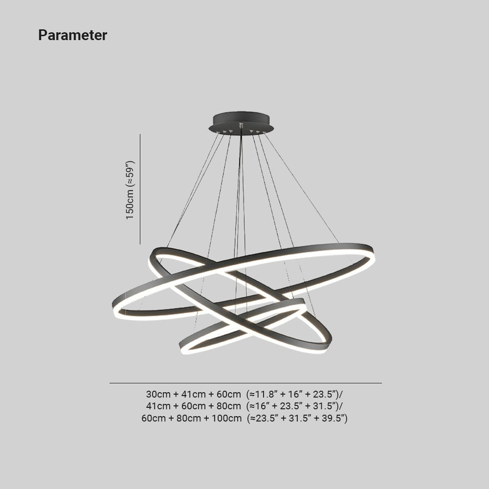 Arisha 3-Rings Black Pendant Light, 3 Style