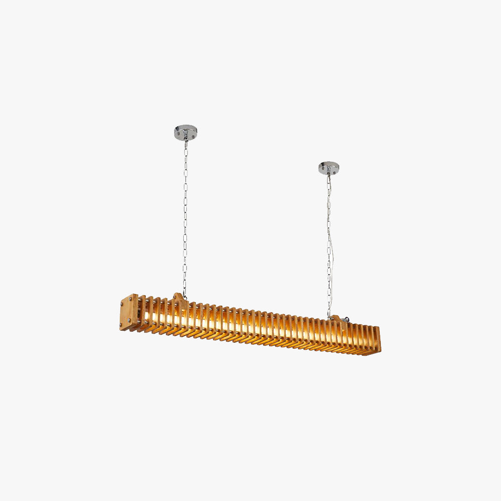 Austin Rectangular Pendant Light, Wood & Metal, L 121CM