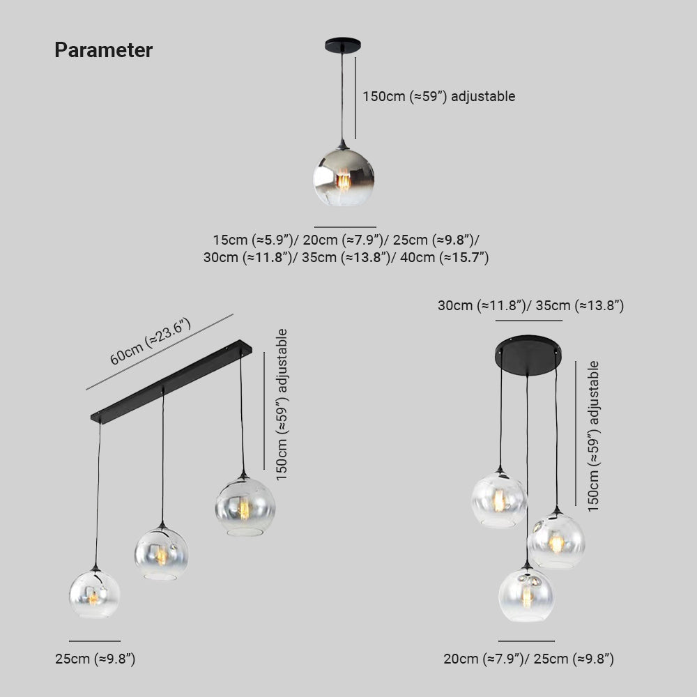 Modern LED Pendant Lights Glass Ball Hanging Lamp For Dining Room, Bedroom