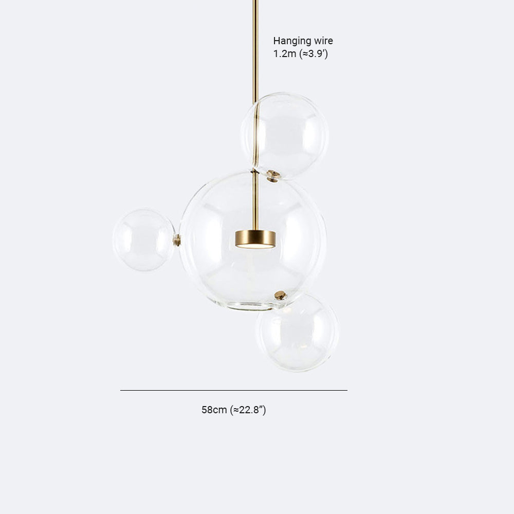 Hailie Glass Bubble Pendant Light, Frosted Glass, 1/4/6 Head