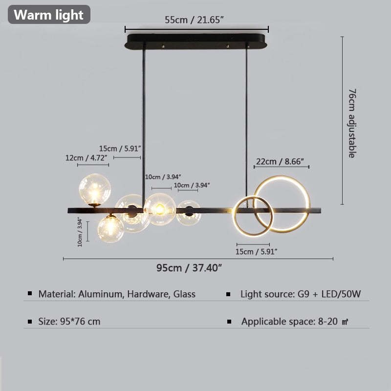 Artpad Linear Bubble Pendant Light Chandelier For Dining Room