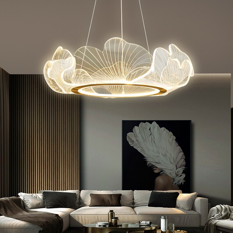 Modern Simple Fresh Acrylic LED Art Chandelier for Living Room