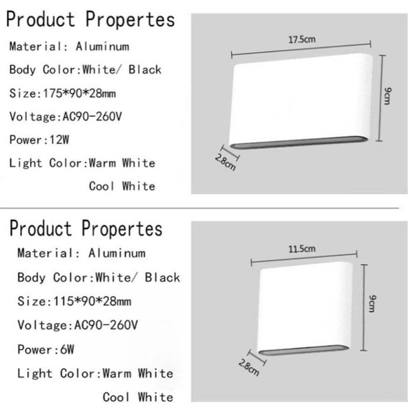 Modern Led Waterproof Outdoor Up Down Wall Lamp Wall Scone