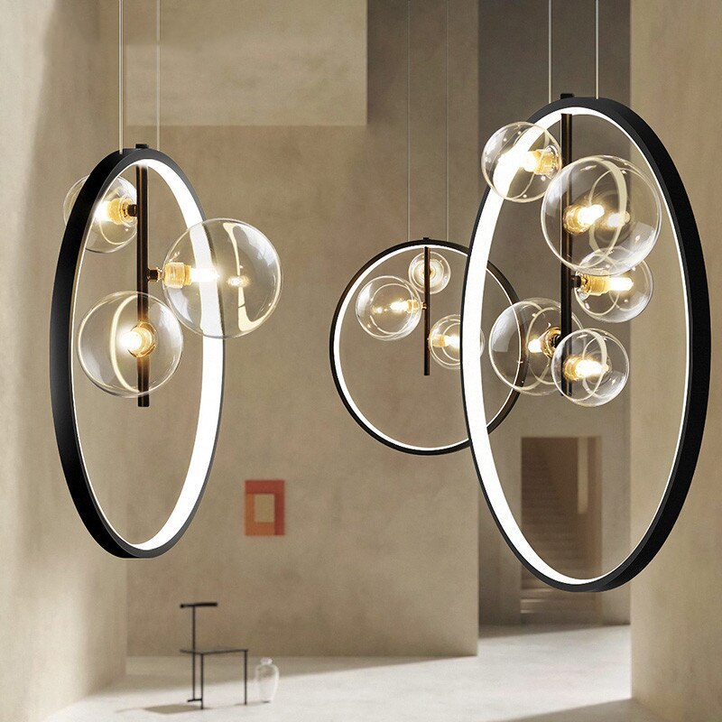 Nordic Glass Bubbles LED Chandeliers Modern Pendant Light for Dining Room