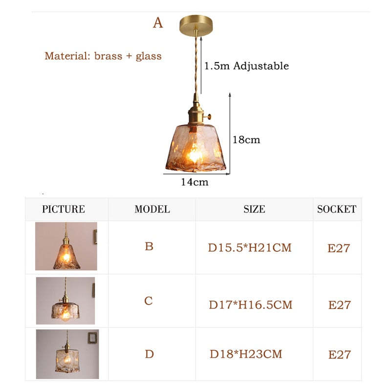 Nordic Modern Brass Glass Pendant Lights For Dining Room