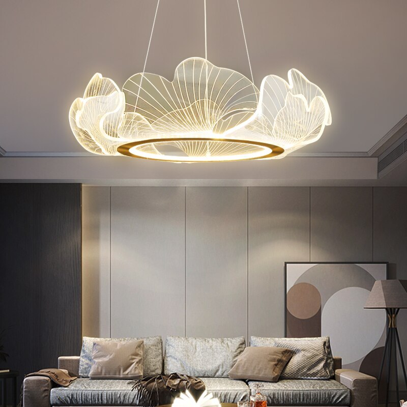 Modern Simple Fresh Acrylic LED Art Chandelier for Living Room