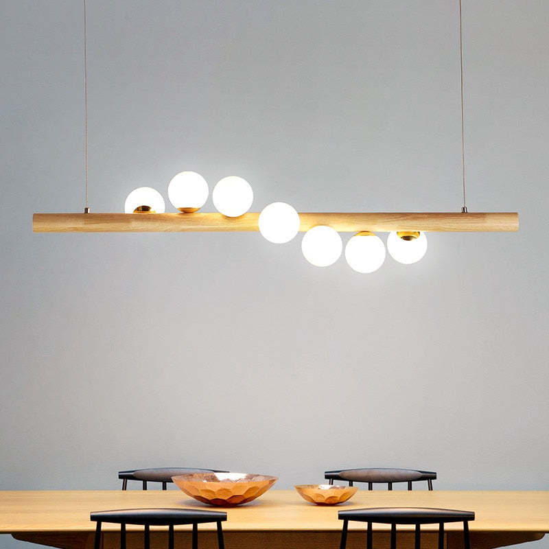 Valentina Pendant Light Bubble, Wood & Glass