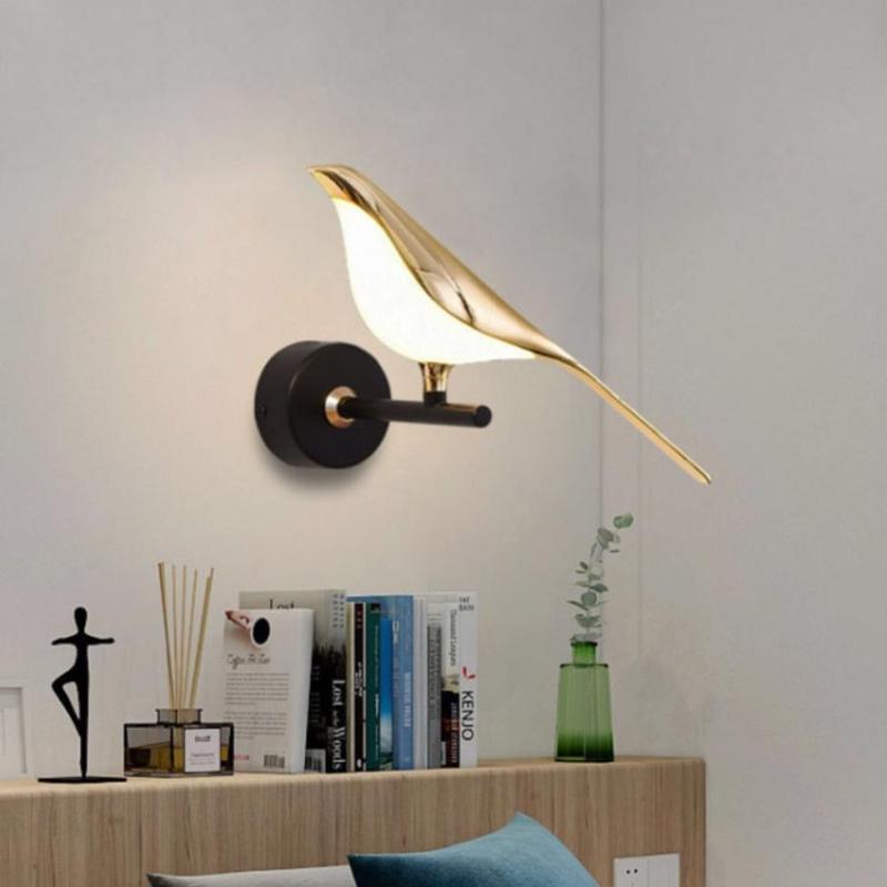 Nordic Art Magpie Bird Bedside Led Wall Lamp Wall Scone For Bedroom