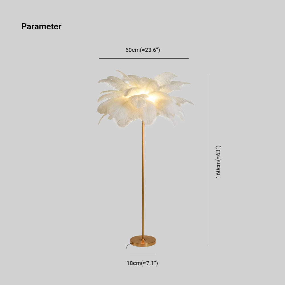 O'Moore Floor Lamp, Ostrich Feather & Metal
