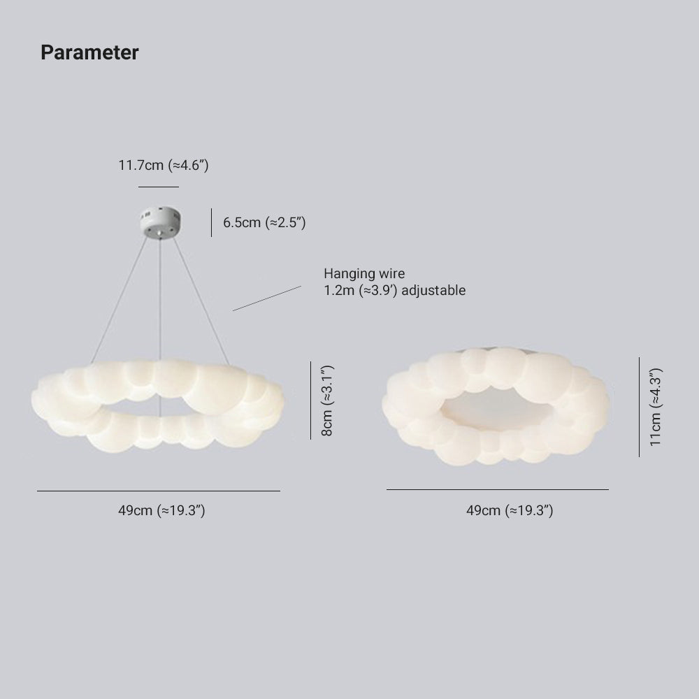 Quinn Cloud Shape Pendant & Ceiling Light Remote Control Dimmable, DIA 49CM