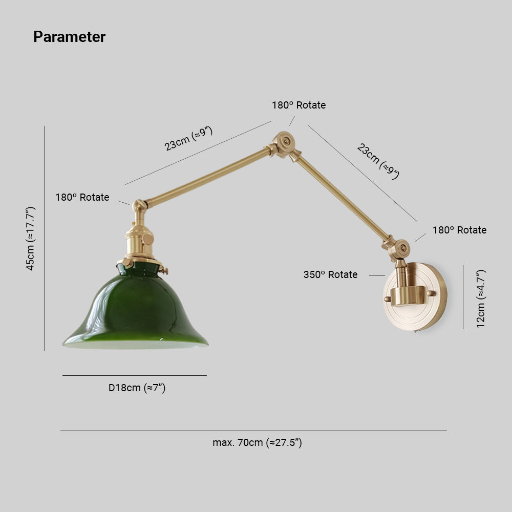 Brady Vintage Foldable Wall Lamp, 2 Colour
