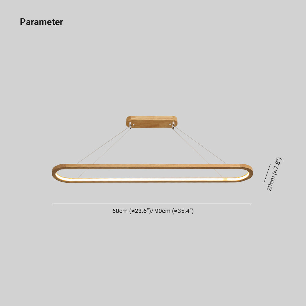 Nordic Log Wooden Led Strip Linear Pendant Lamp For Dining Room