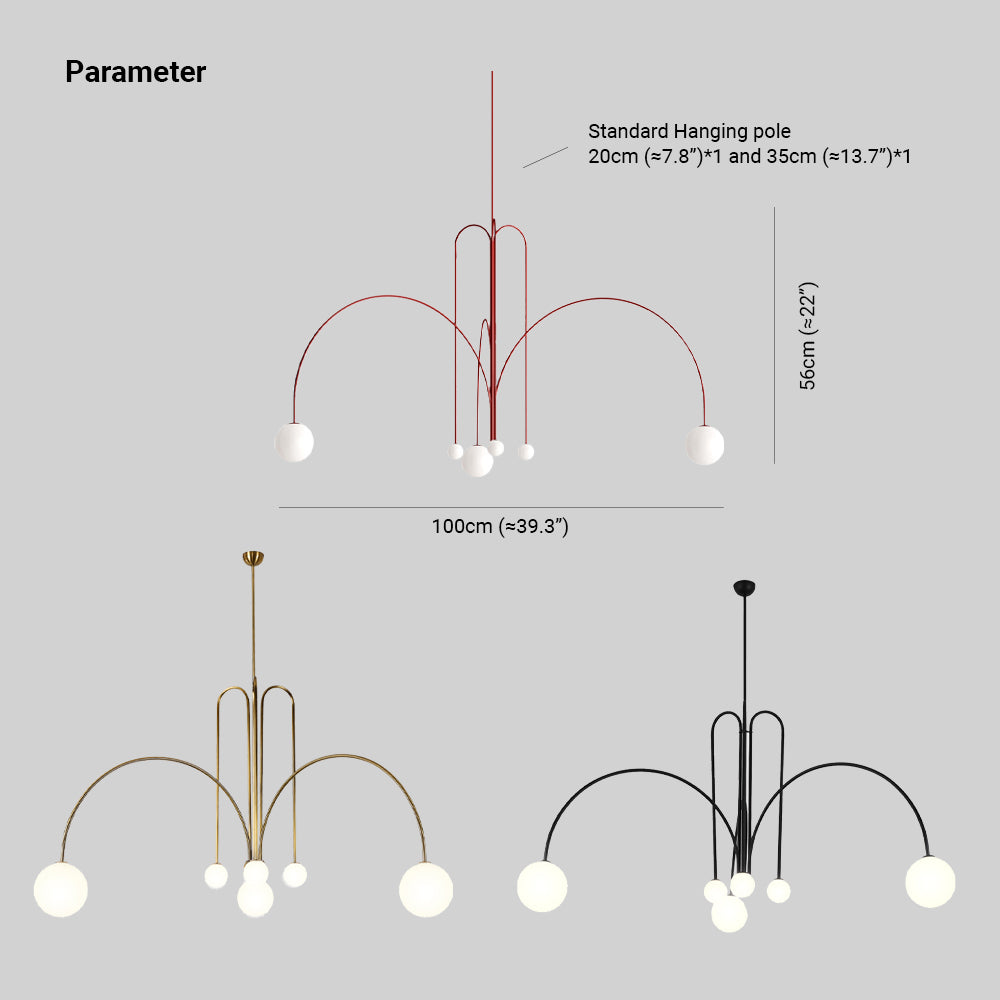 Avi Pendant Light 3 Colour, 6/8 Heads