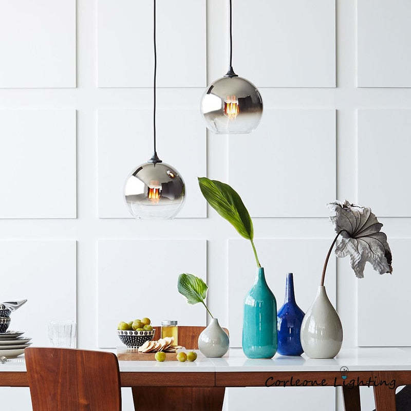 Modern LED Pendant Lights Glass Ball Hanging Lamp For Dining Room, Bedroom