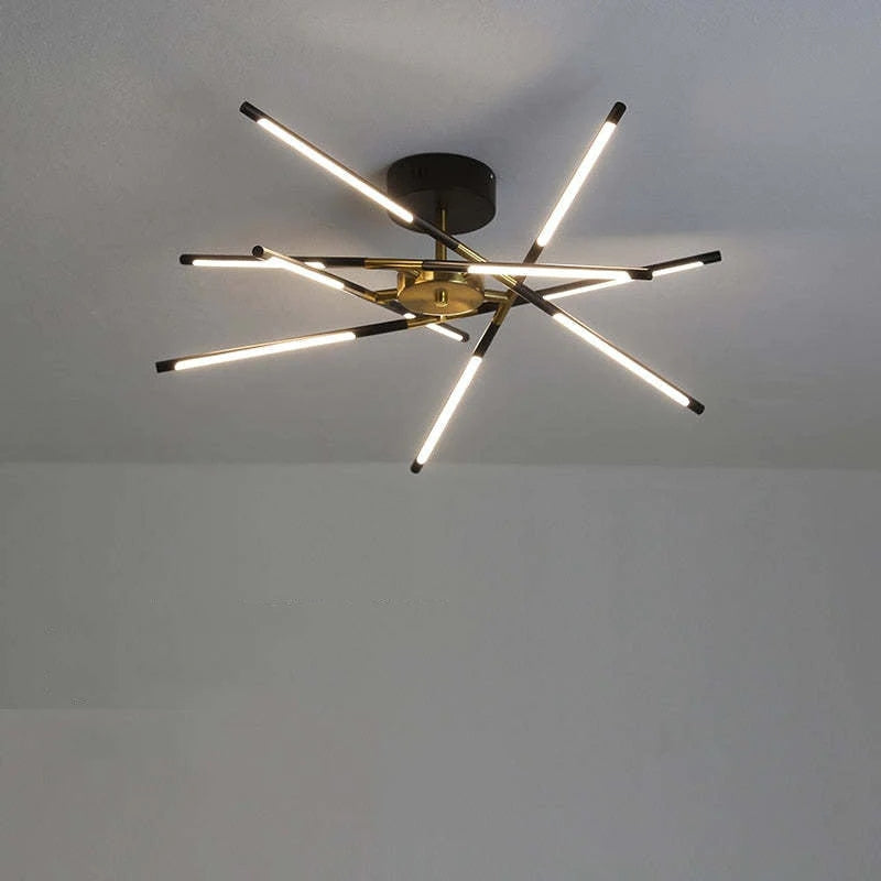 Edge Ceiling Light, Black & Gold, 10Head, D80CM