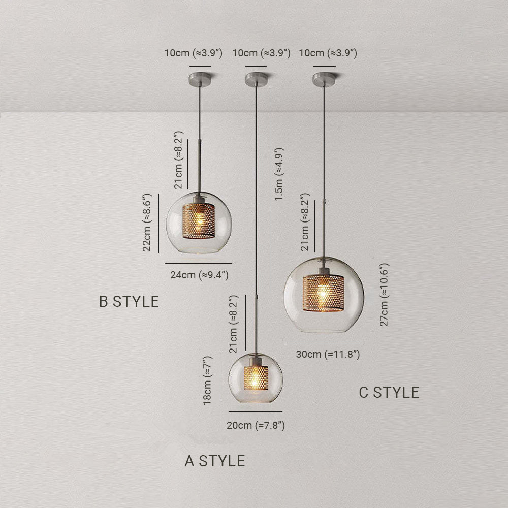 Oneal Pendant Light, Metal & Glass
