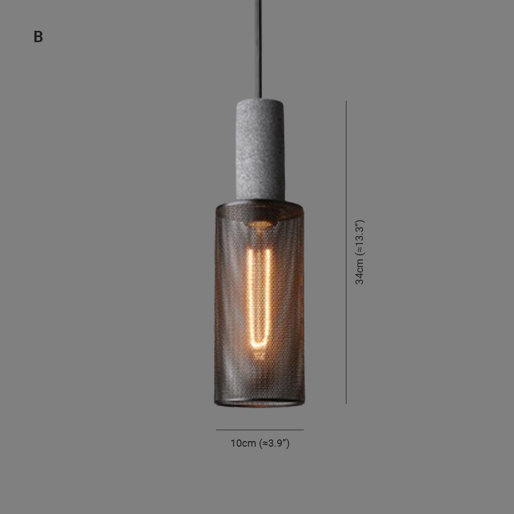 Zaid Industrial Pendant Light, 6 Style, Cement & Metal